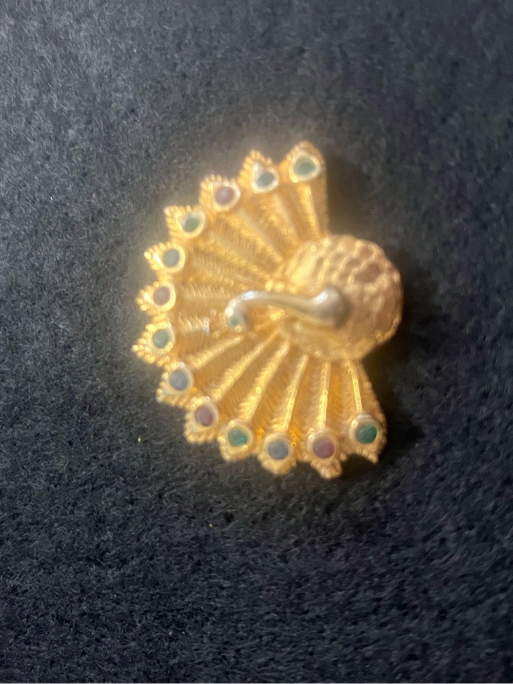 Gold-Tone Peacock Fan Pin Brooch with Multicolor Accents